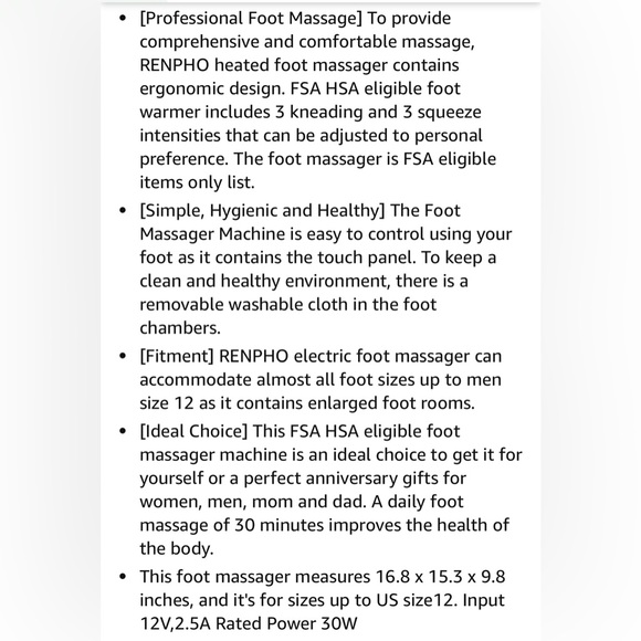 Renpho Foot Massager Machine with Heat, Timer | White | Excellent Condition - Picture 10 of 11